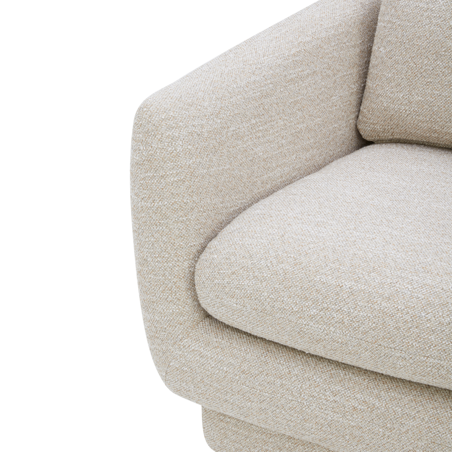 Fauteuil pivotant compact en tissu sable - Cadre en bois, mousse haute densité