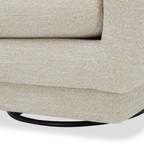 Fauteuil pivotant compact en tissu sable - Cadre en bois, mousse haute densité