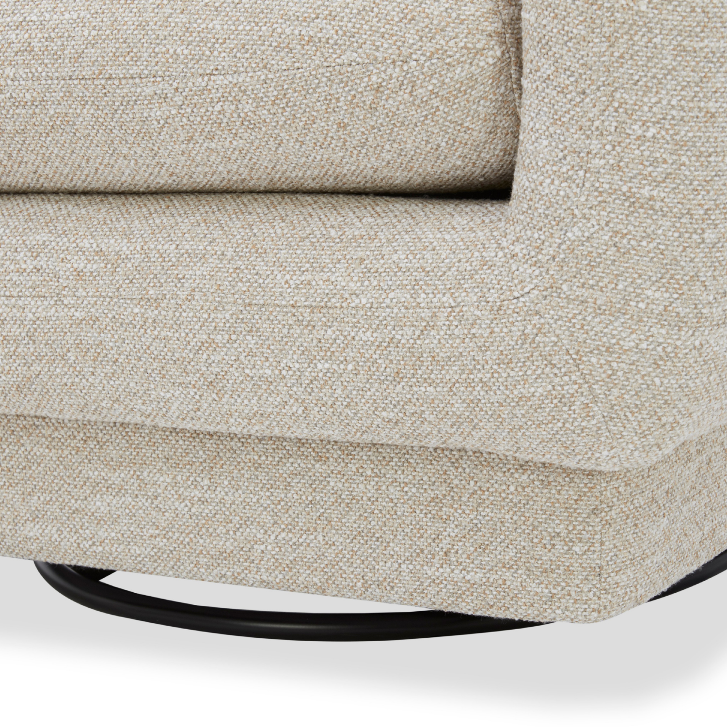 Fauteuil pivotant compact en tissu sable - Cadre en bois, mousse haute densité