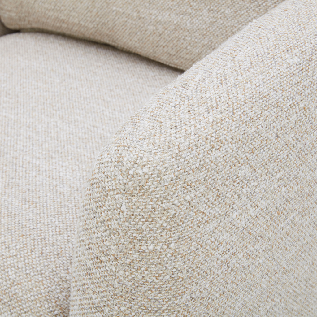 Fauteuil pivotant compact en tissu sable - Cadre en bois, mousse haute densité