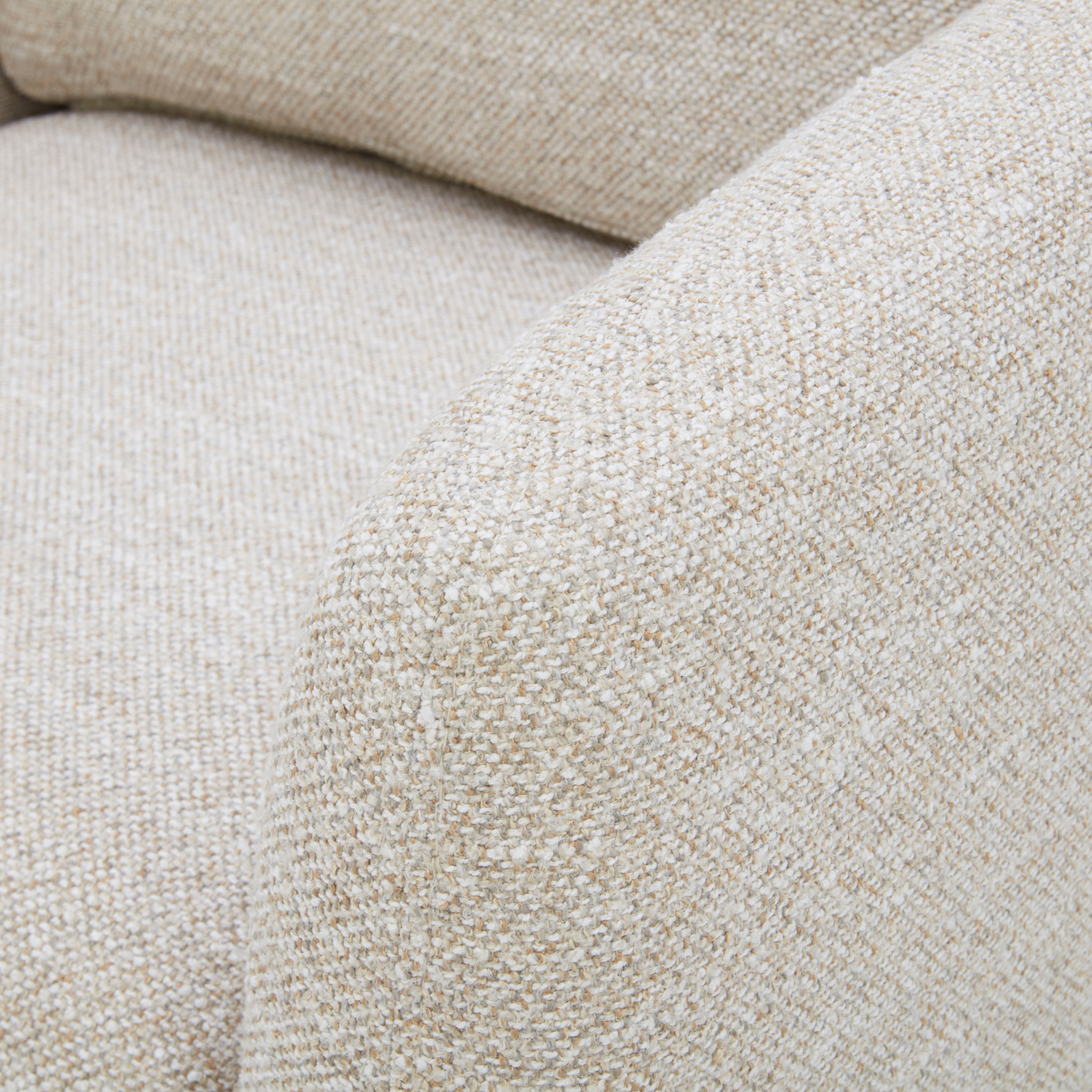 Fauteuil pivotant compact en tissu sable - Cadre en bois, mousse haute densité