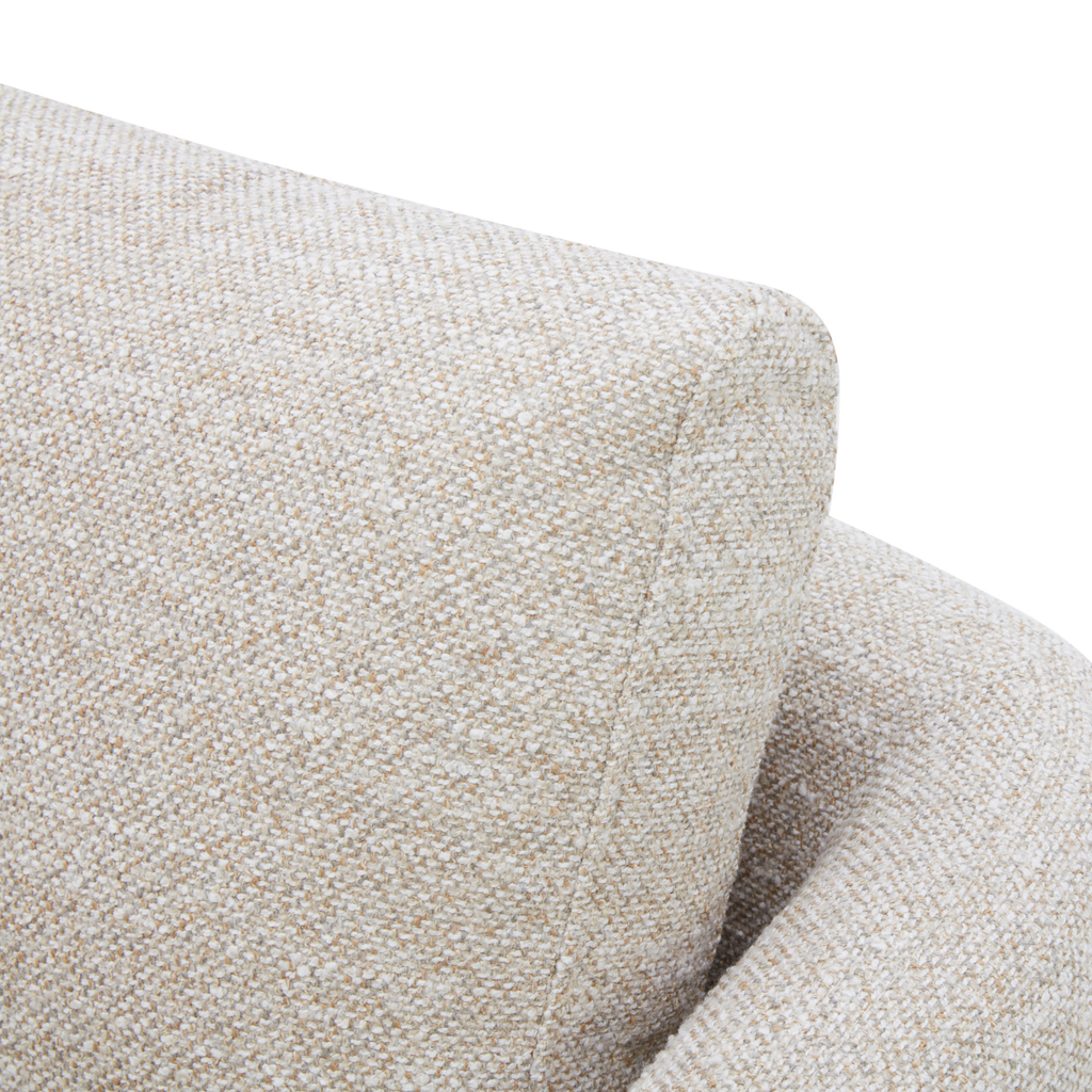 Fauteuil pivotant compact en tissu sable - Cadre en bois, mousse haute densité