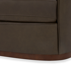 Fauteuil pivotant en cuir chocolat - Silhouette structurée, cadre en bois