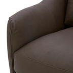 Fauteuil pivotant en cuir chocolat - Silhouette structurée, cadre en bois