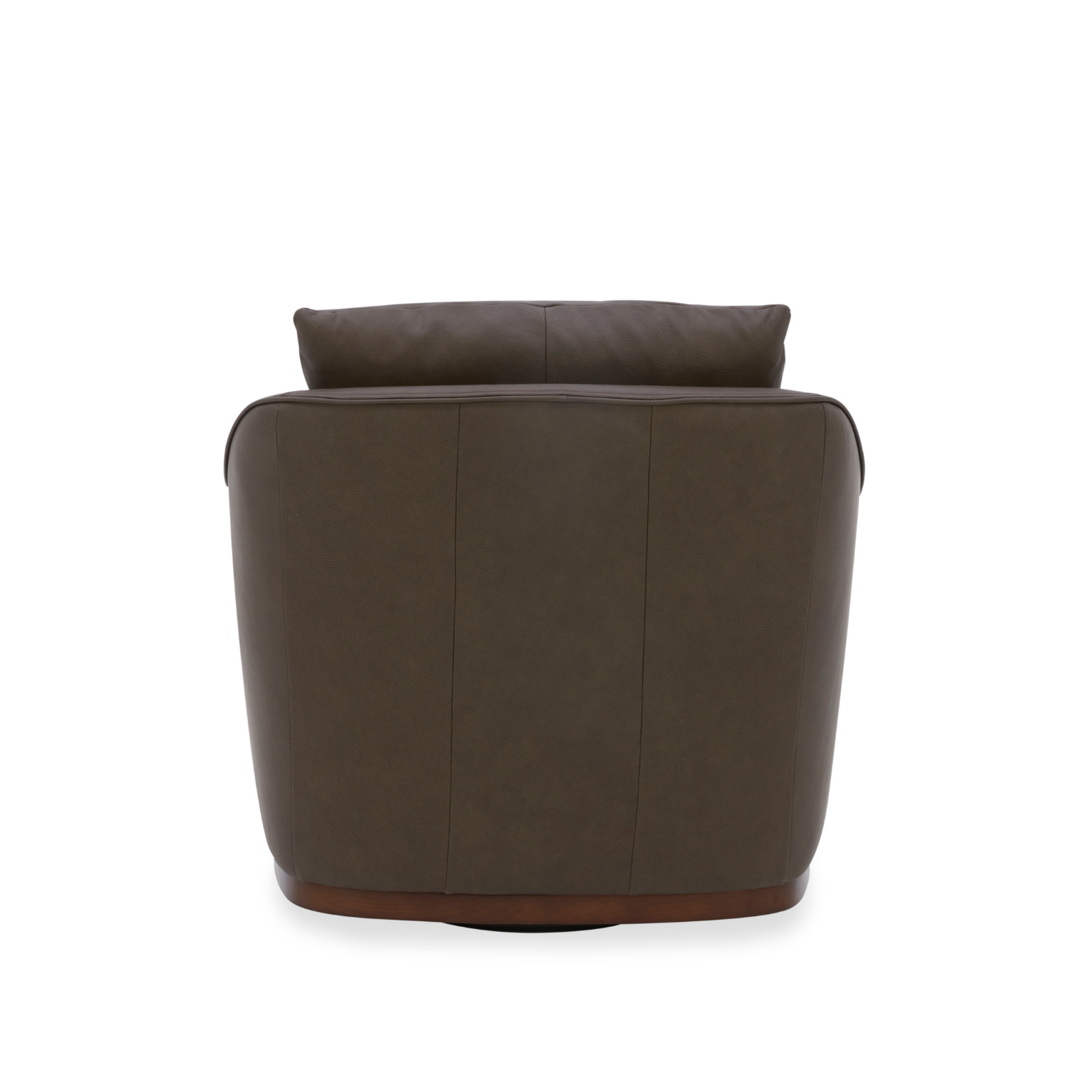 Fauteuil pivotant en cuir chocolat - Silhouette structurée, cadre en bois