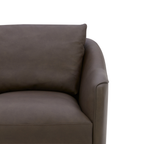 Fauteuil pivotant en cuir chocolat - Silhouette structurée, cadre en bois