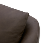Fauteuil pivotant en cuir chocolat - Silhouette structurée, cadre en bois