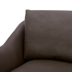Fauteuil pivotant en cuir chocolat - Silhouette structurée, cadre en bois