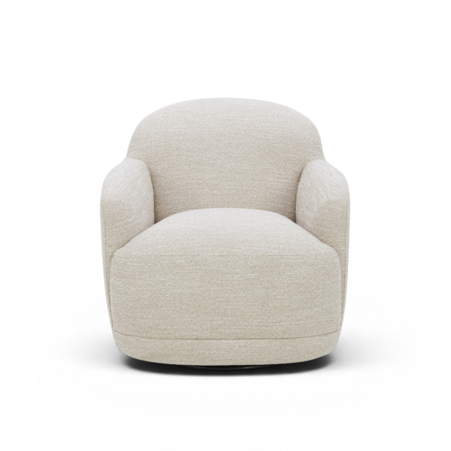 Fauteuil pivotant en polyester couleur sable - Structure en bois, Mousse haute densité