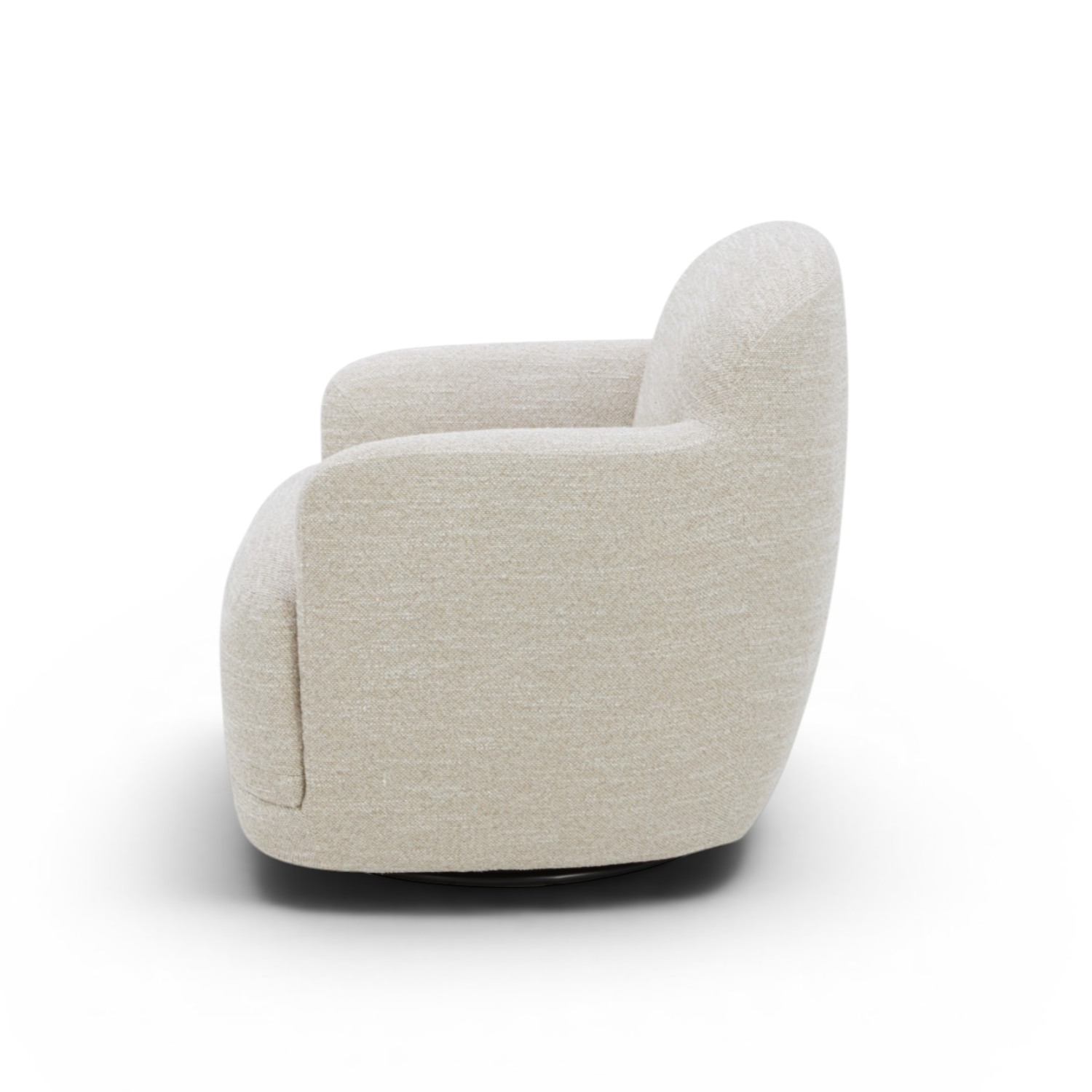 Fauteuil pivotant en polyester couleur sable - Structure en bois, Mousse haute densité