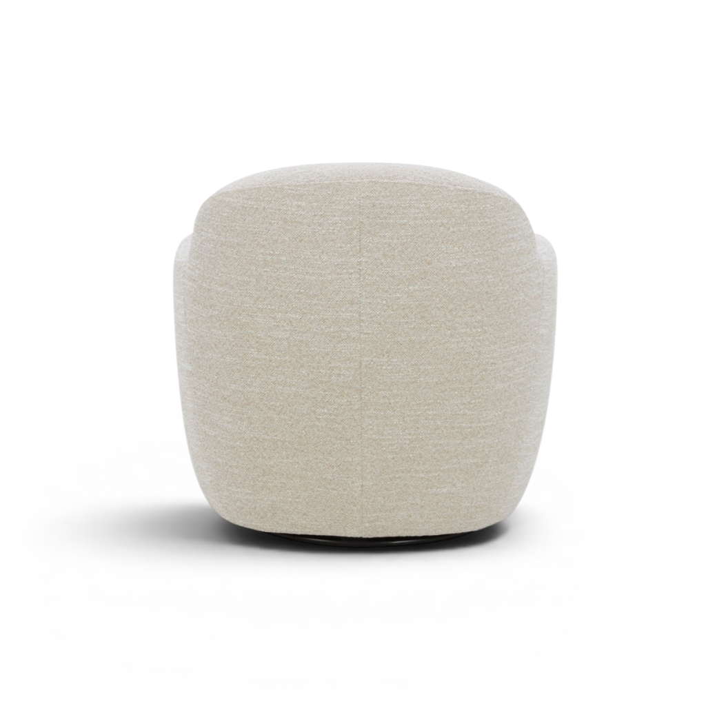 Fauteuil pivotant en polyester couleur sable - Structure en bois, Mousse haute densité