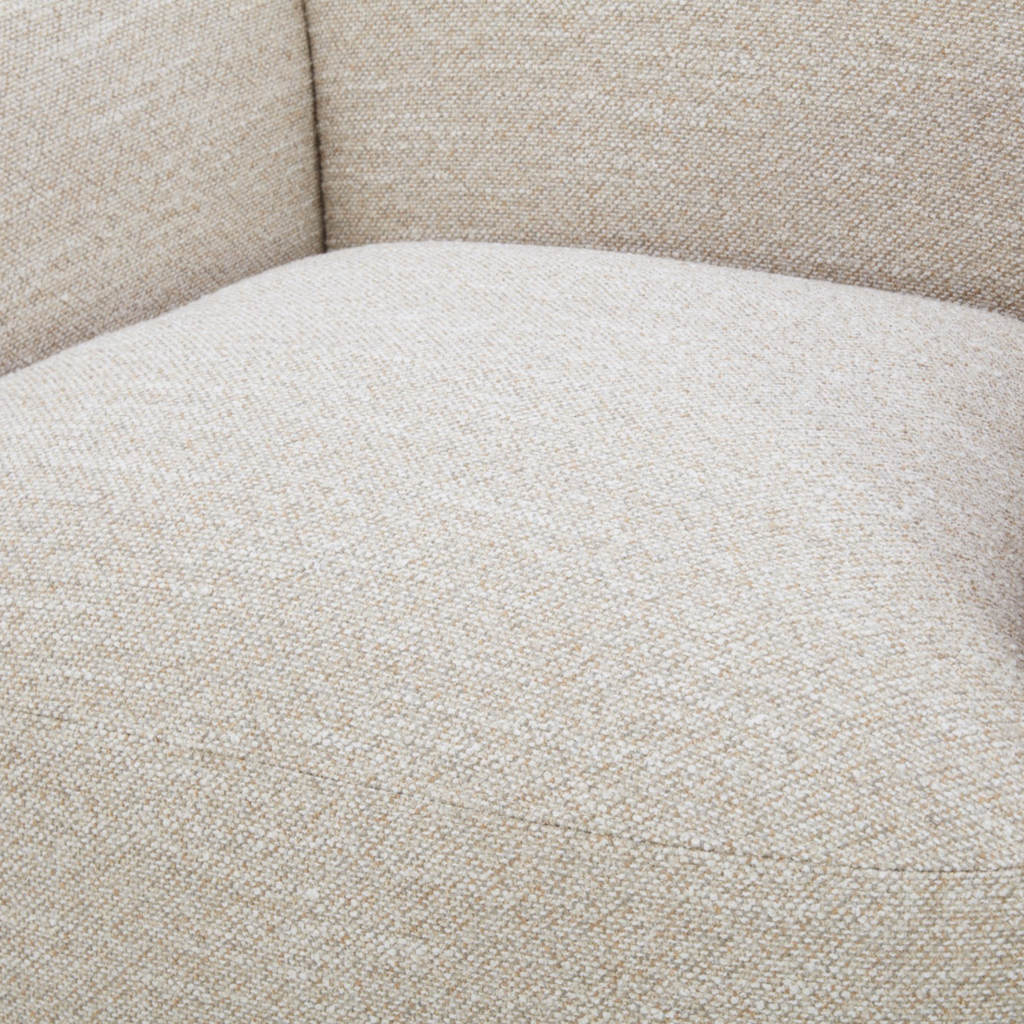 Fauteuil pivotant en polyester couleur sable - Structure en bois, Mousse haute densité