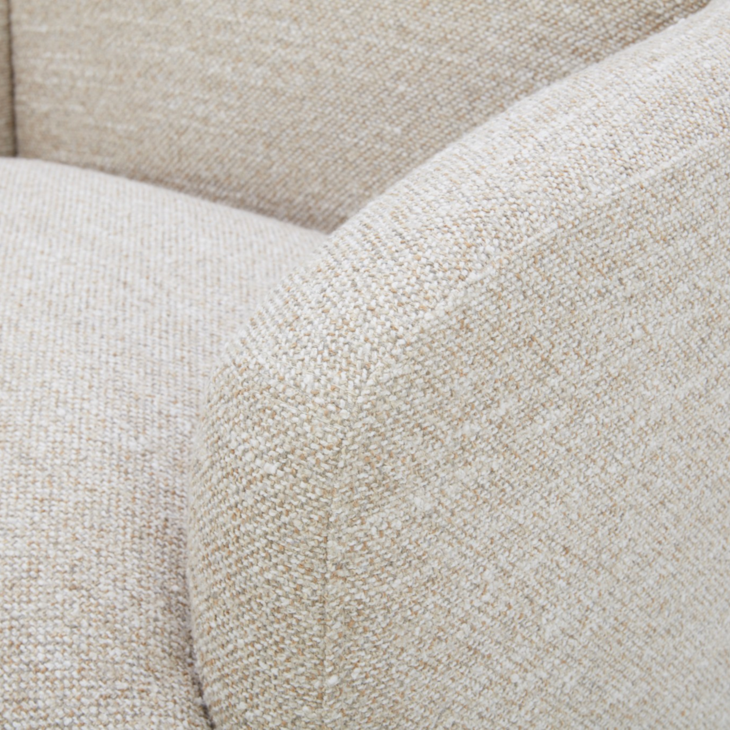 Fauteuil pivotant en polyester couleur sable - Structure en bois, Mousse haute densité