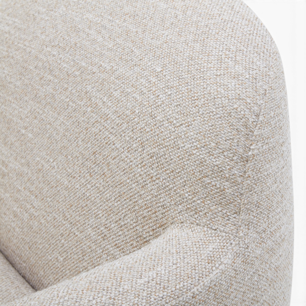 Fauteuil pivotant en polyester couleur sable - Structure en bois, Mousse haute densité