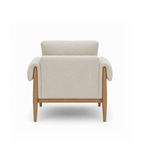 Fauteuil scandinave en polyester texturé lin – Piètement en chêne, coussin déhoussable