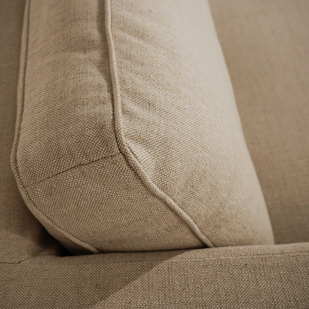 Fauteuil déhoussable en mélange lin marron – Accoudoirs droits, Housse amovible