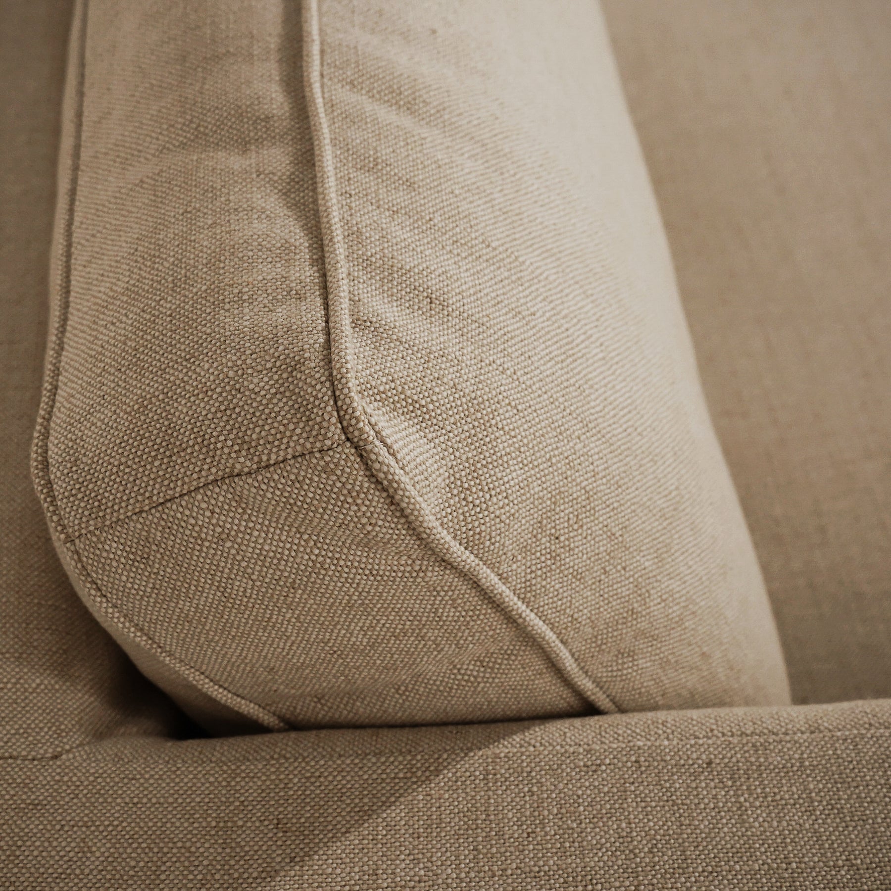 Fauteuil déhoussable en mélange lin marron – Accoudoirs droits, Housse amovible