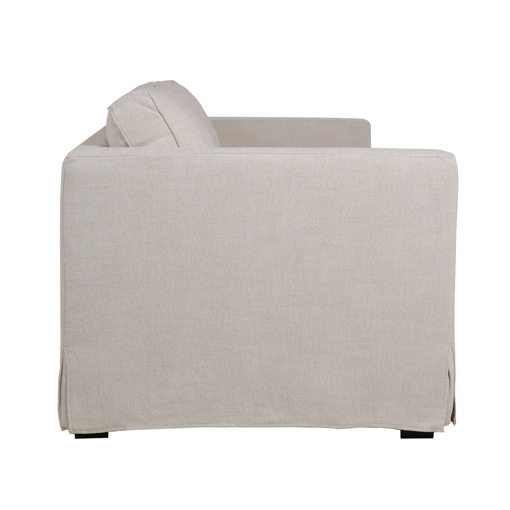 Fauteuil déhoussable en mélange de lin naturel – Accoudoirs droits, housse amovible