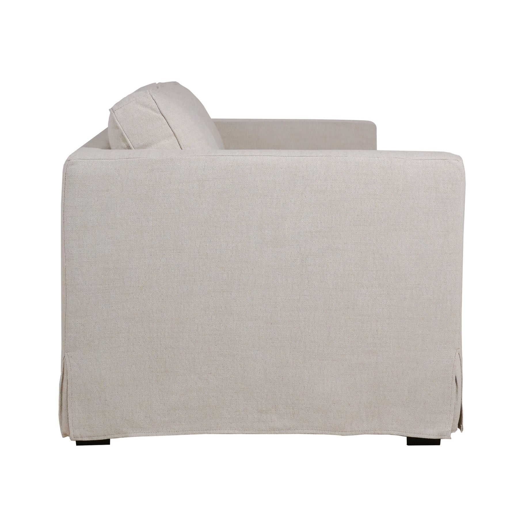 Fauteuil déhoussable en mélange de lin naturel – Accoudoirs droits, housse amovible