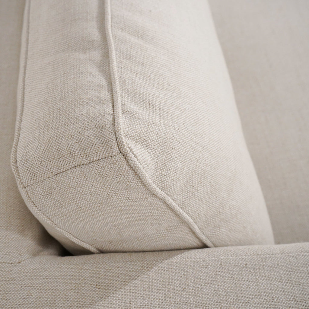 Fauteuil déhoussable en mélange de lin naturel – Accoudoirs droits, housse amovible