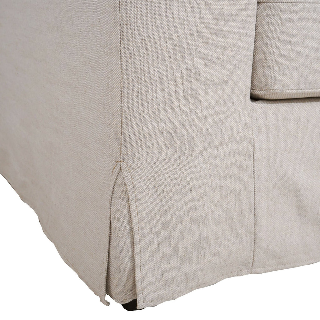 Fauteuil déhoussable en mélange de lin naturel – Accoudoirs droits, housse amovible