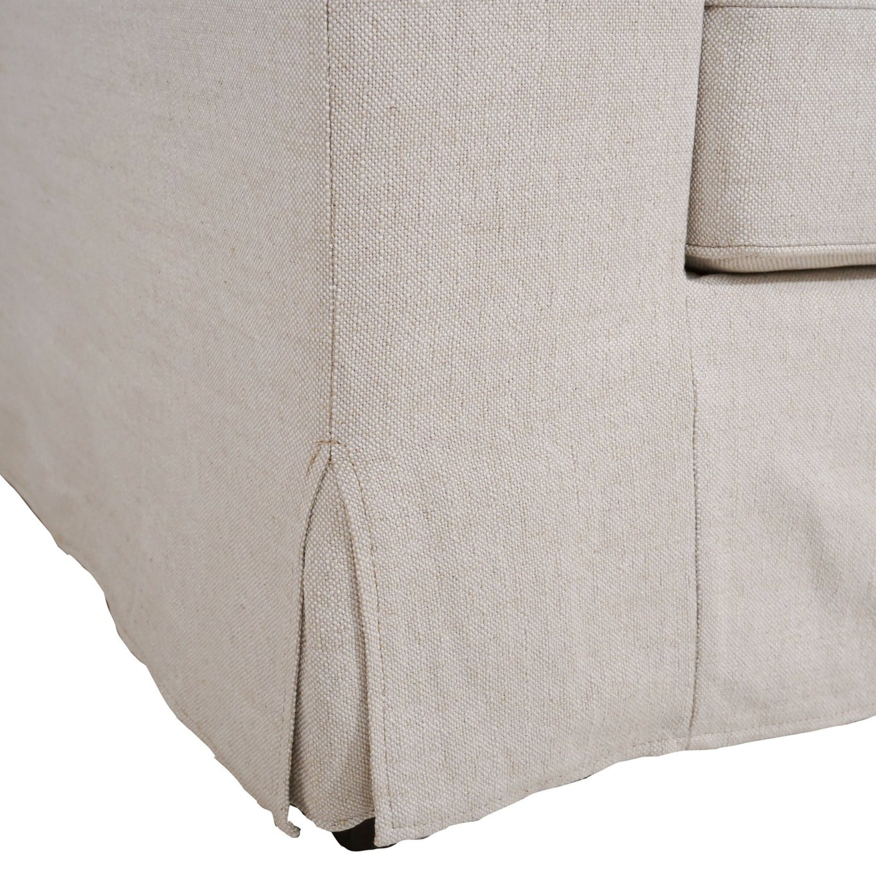 Fauteuil déhoussable en mélange de lin naturel – Accoudoirs droits, housse amovible
