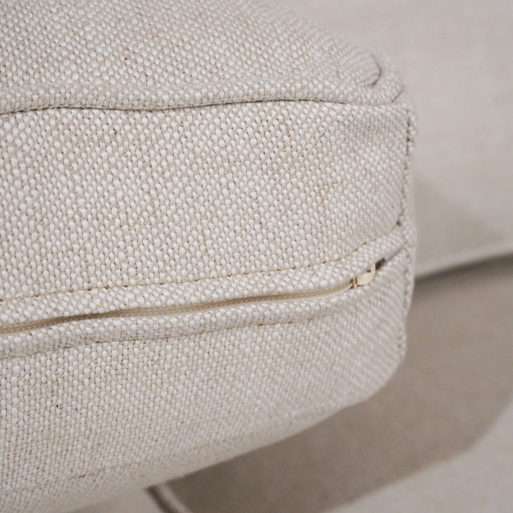 Fauteuil déhoussable en mélange de lin naturel – Accoudoirs droits, housse amovible
