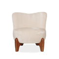 Fauteuil d'appoint sculptural en velours ivoire - Piètement en bois massif
