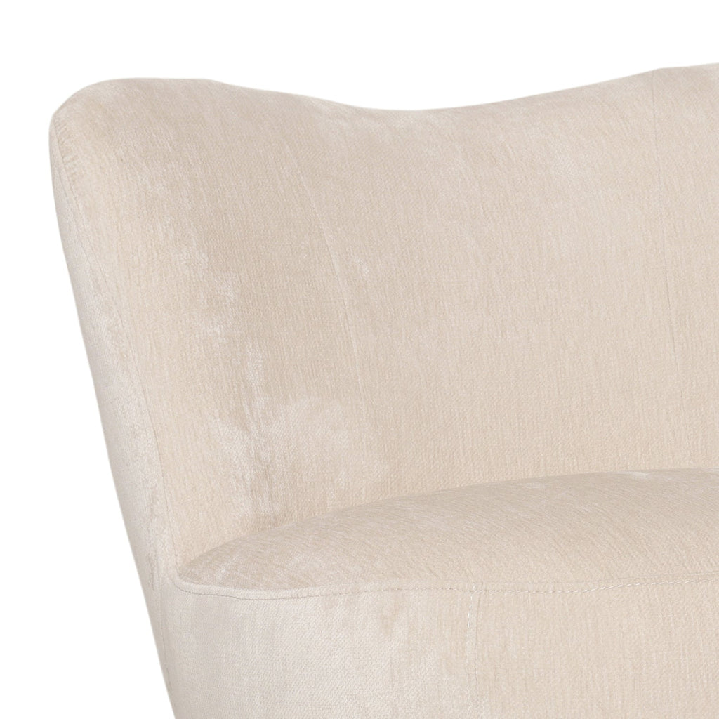 Fauteuil d'appoint sculptural en velours ivoire - Piètement en bois massif