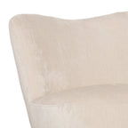 Fauteuil d'appoint sculptural en velours ivoire - Piètement en bois massif