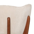 Fauteuil d'appoint sculptural en velours ivoire - Piètement en bois massif