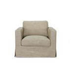 Fauteuil déhoussable en mélange lin marron – Accoudoirs droits, Housse amovible