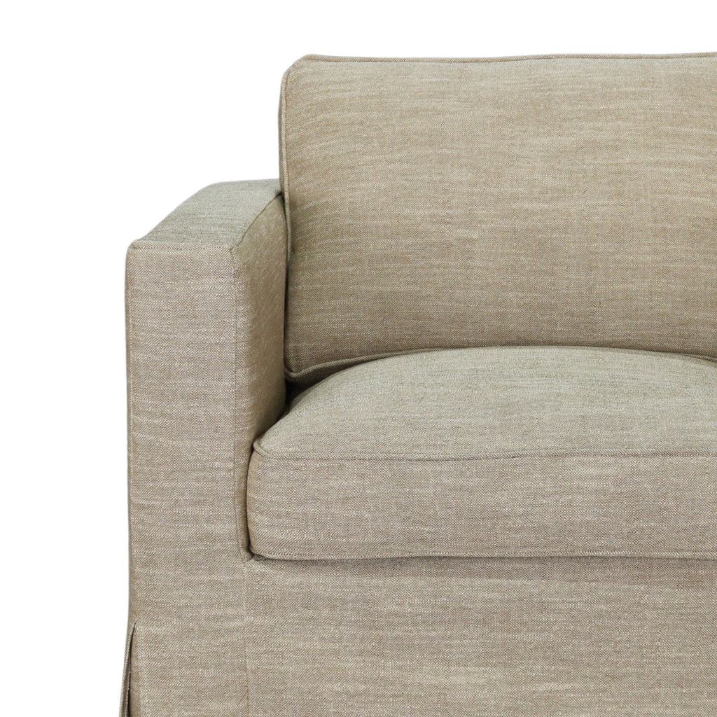 Fauteuil déhoussable en mélange lin marron – Accoudoirs droits, Housse amovible