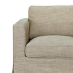 Fauteuil déhoussable en mélange lin marron – Accoudoirs droits, Housse amovible