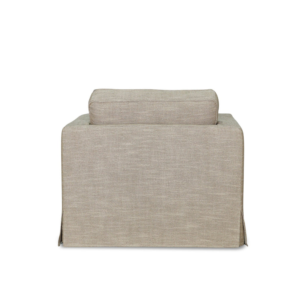 Fauteuil déhoussable en mélange lin marron – Accoudoirs droits, Housse amovible