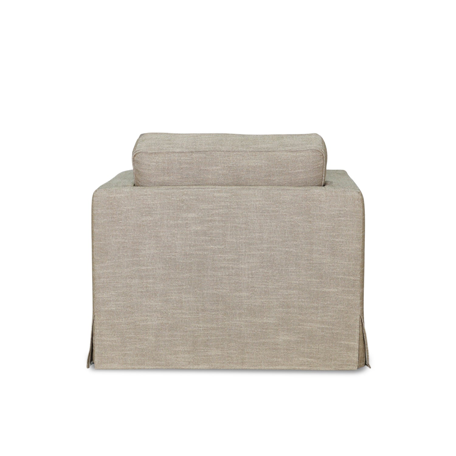 Fauteuil déhoussable en mélange lin marron – Accoudoirs droits, Housse amovible