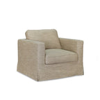 Fauteuil déhoussable en mélange lin marron – Accoudoirs droits, Housse amovible