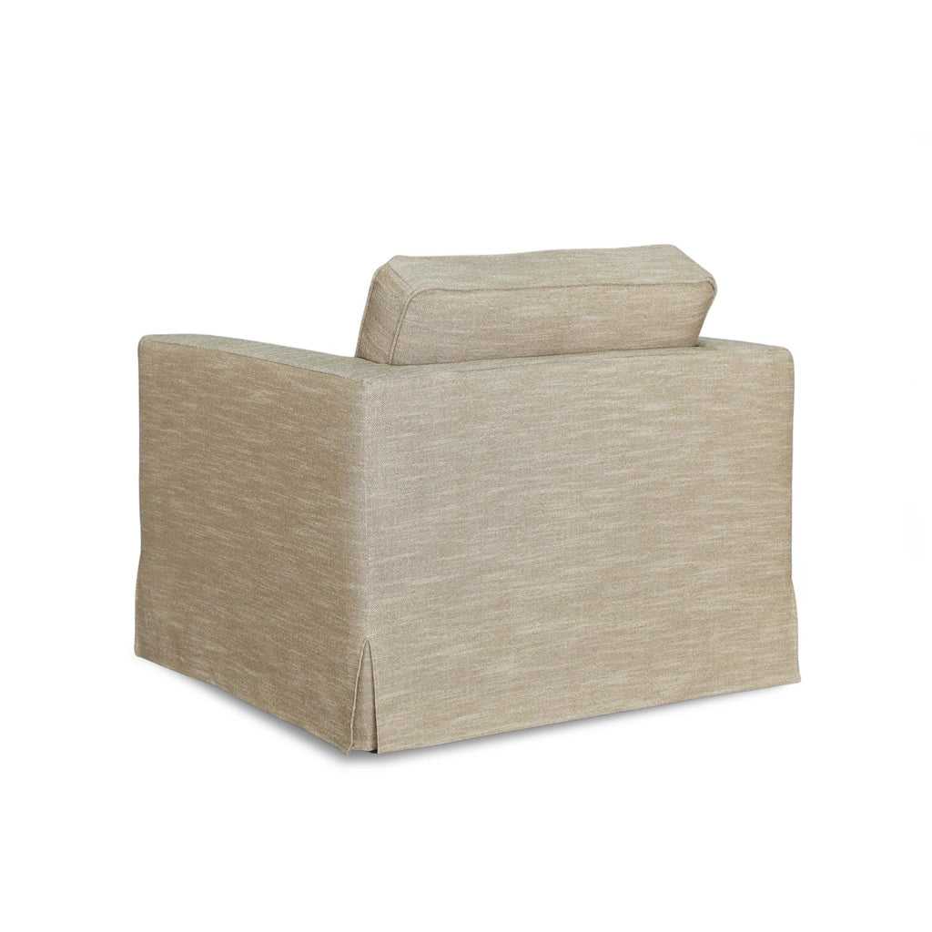 Fauteuil déhoussable en mélange lin marron – Accoudoirs droits, Housse amovible