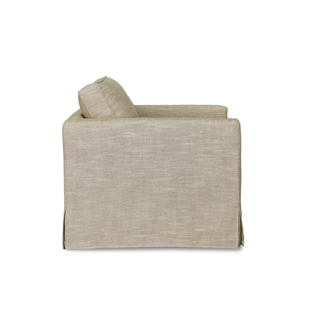 Fauteuil déhoussable en mélange lin marron – Accoudoirs droits, Housse amovible