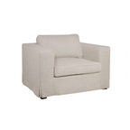Fauteuil déhoussable en mélange de lin naturel – Accoudoirs droits, housse amovible