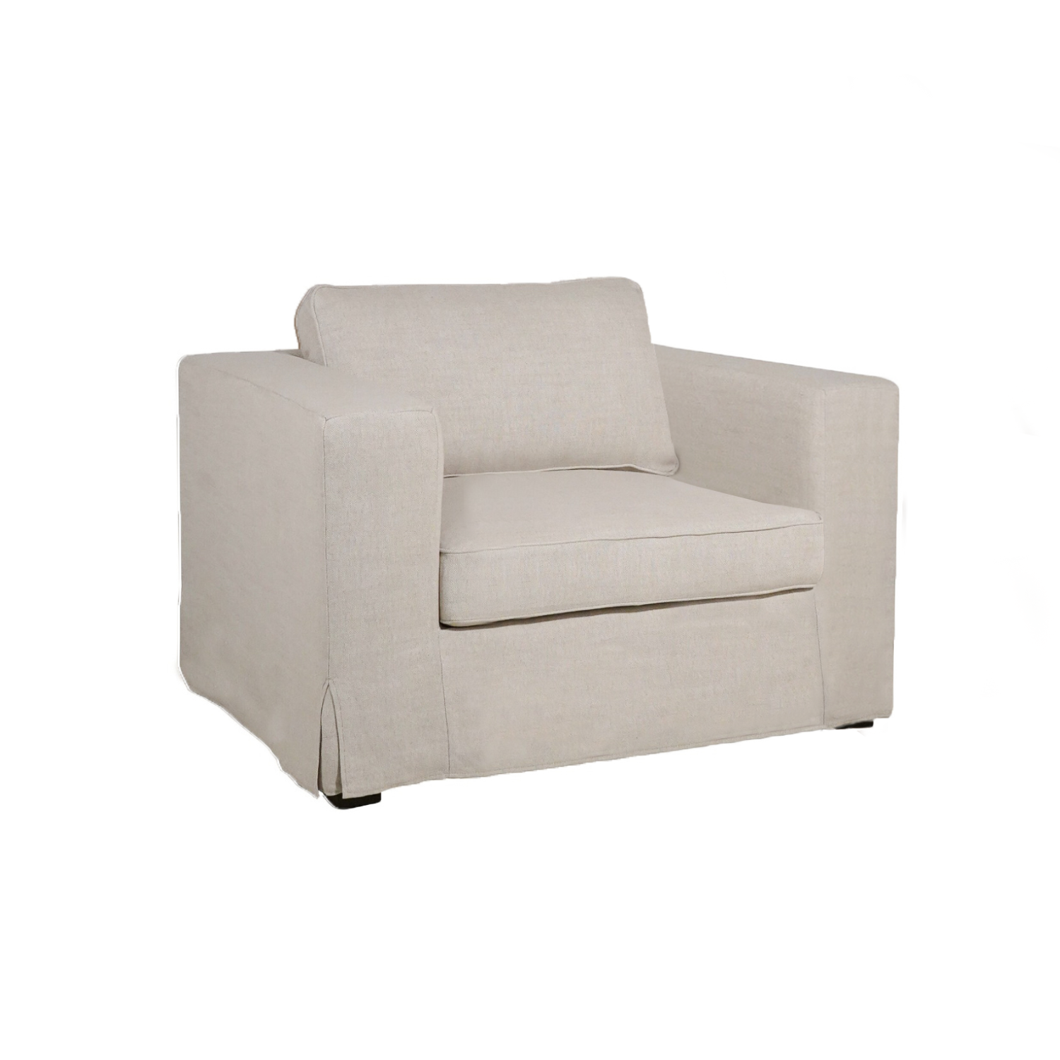 Fauteuil déhoussable en mélange de lin naturel – Accoudoirs droits, housse amovible
