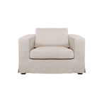 Fauteuil déhoussable en mélange de lin naturel – Accoudoirs droits, housse amovible