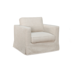 Fauteuil déhoussable en mélange de lin naturel – Accoudoirs droits, housse amovible