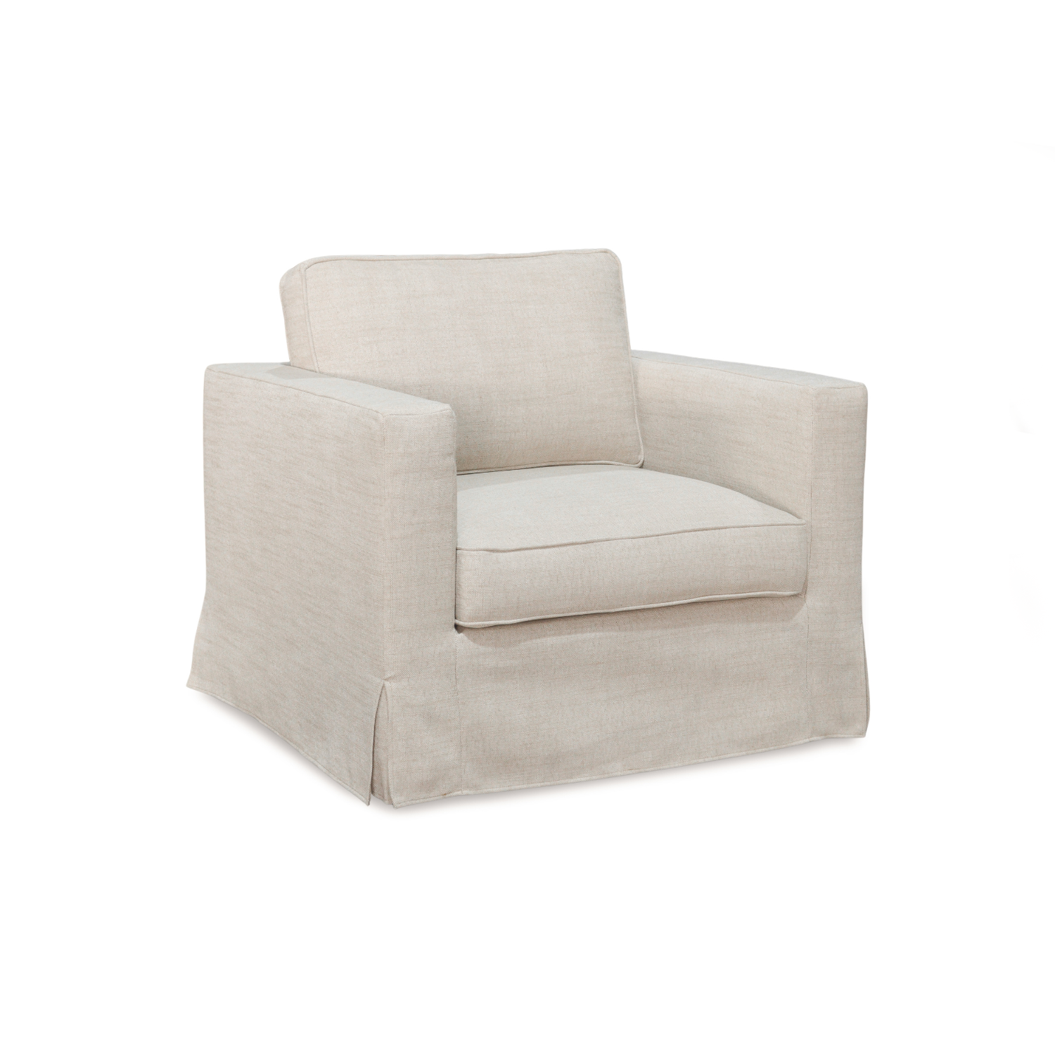 Fauteuil déhoussable en mélange de lin naturel – Accoudoirs droits, housse amovible