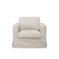 Fauteuil déhoussable en mélange de lin naturel – Accoudoirs droits, housse amovible
