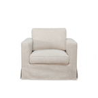 Fauteuil déhoussable en mélange de lin naturel – Accoudoirs droits, housse amovible
