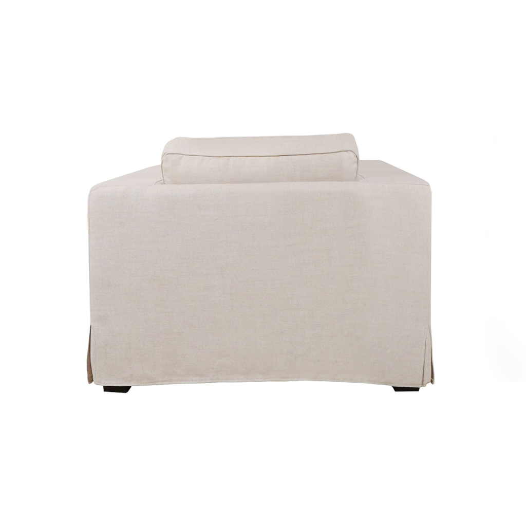 Fauteuil déhoussable en mélange de lin naturel – Accoudoirs droits, housse amovible