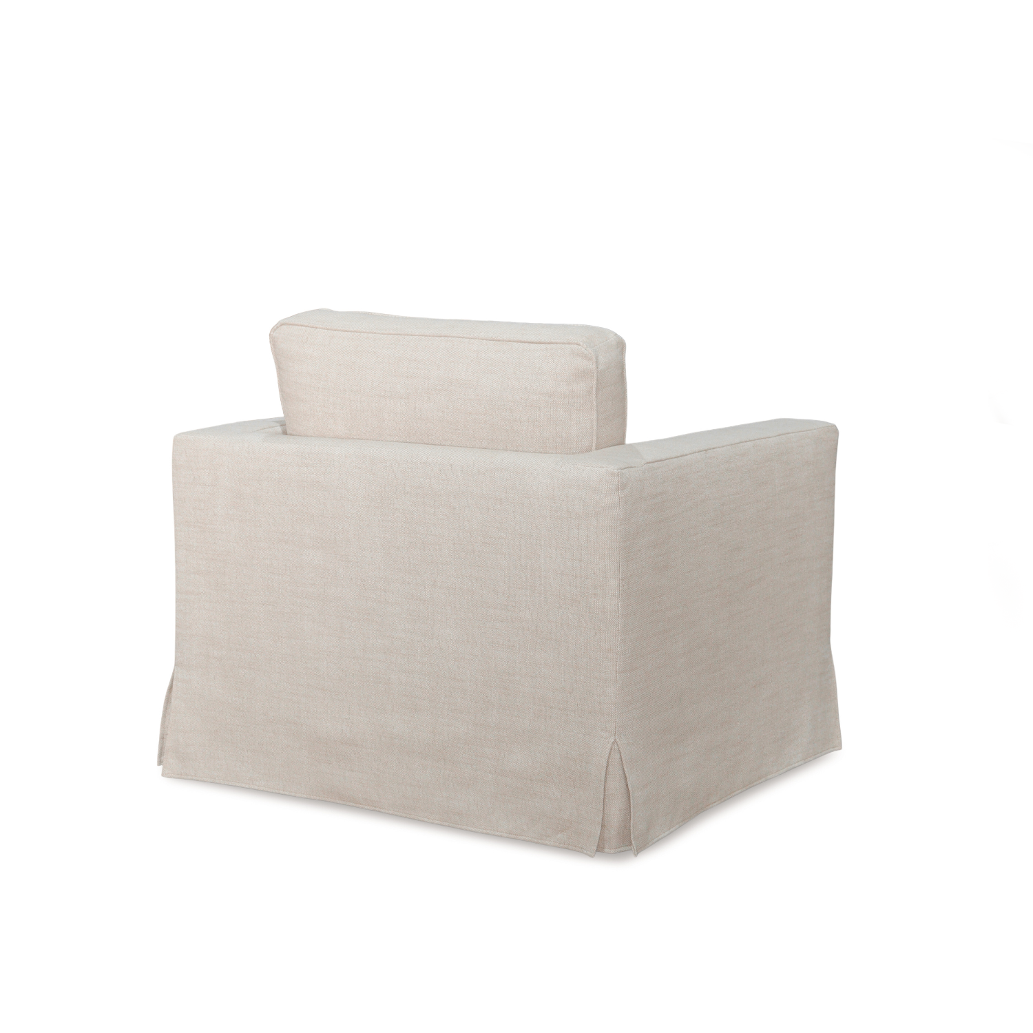 Fauteuil déhoussable en mélange de lin naturel – Accoudoirs droits, housse amovible