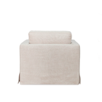 Fauteuil déhoussable en mélange de lin naturel – Accoudoirs droits, housse amovible