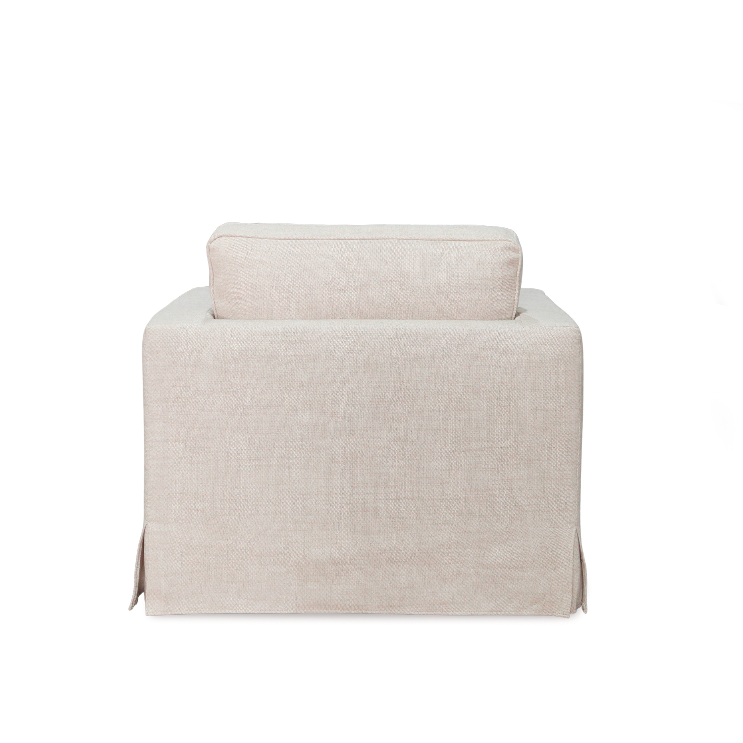 Fauteuil déhoussable en mélange de lin naturel – Accoudoirs droits, housse amovible